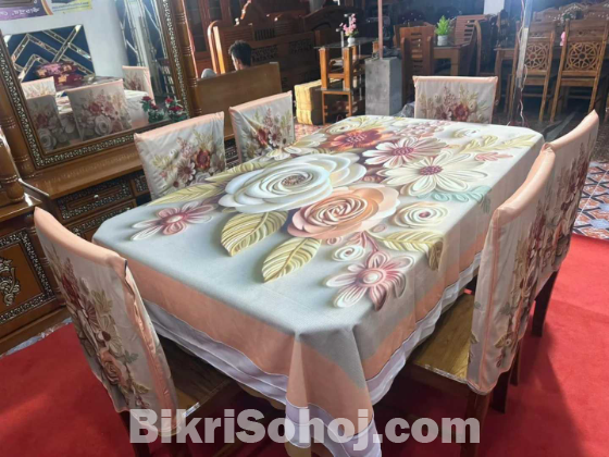 3D Table Met Printed chair cover and dining table cover